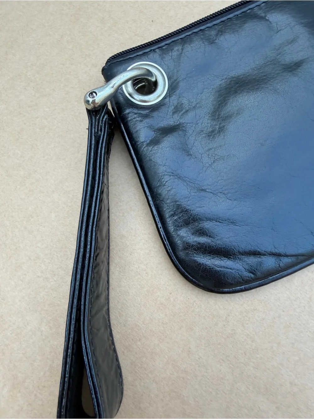 Sophia Visconti Black Wristlet Clutch Bag Silver Hardware Paisley Lining